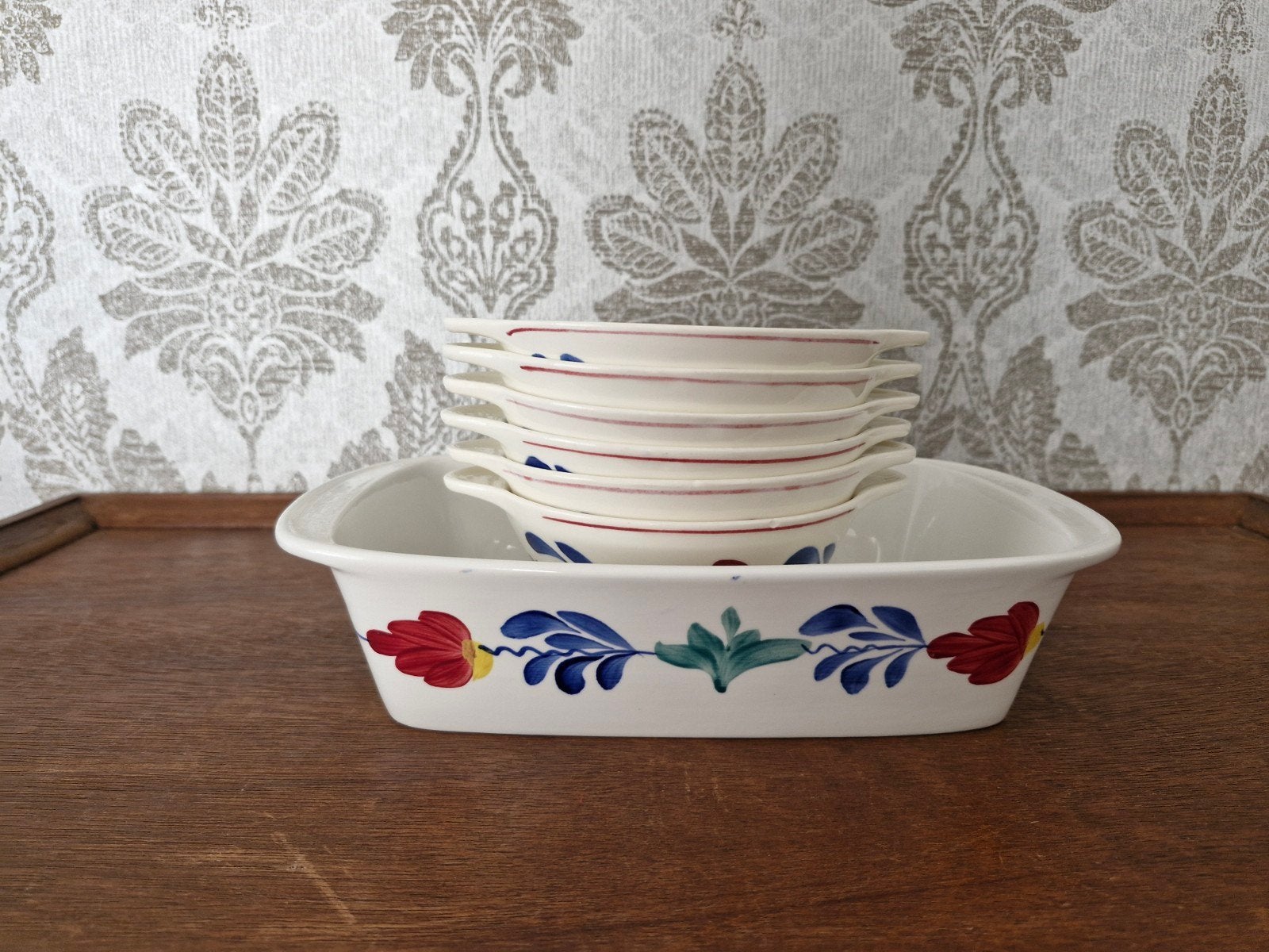 Vintage Boerenbont Ovenset (jaren 60/70/80), Huis en Inrichting, Keuken | Servies, Ophalen of Verzenden, Gebruikt, Aardewerk, Overige typen