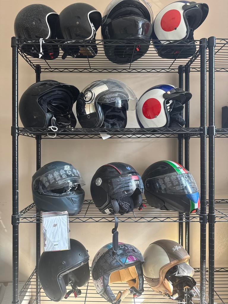 14 helmen Jet helm, integraalhelm, zwart partij motorhelm, Ophalen of Verzenden, Tweedehands, Integraalhelm, Overige merken