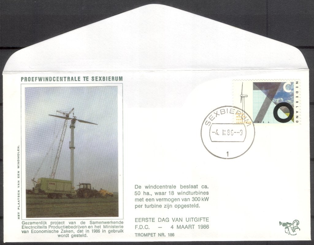 Proefwindcentrale te Sexbierum 1986, Postzegels en Munten, Brieven en Enveloppen | Nederland, Verzenden, Envelop