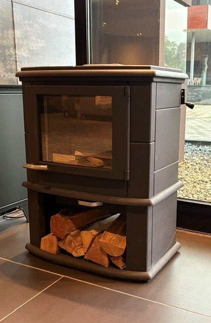 Altech Max Depot, houtvak showroommodel speksteen Houtkachel, Ophalen, Houtkachel, Zo goed als nieuw, Vrijstaand
