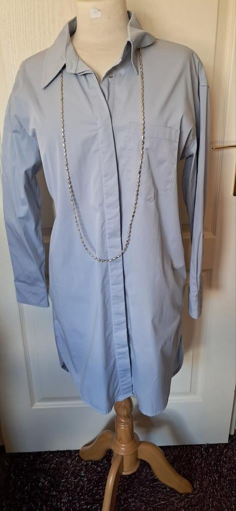 Lange lichtblauwe katoenen blouse van Co'Couture, maat S, Blauw, Ophalen of Verzenden, Zo goed als nieuw, Onbekend