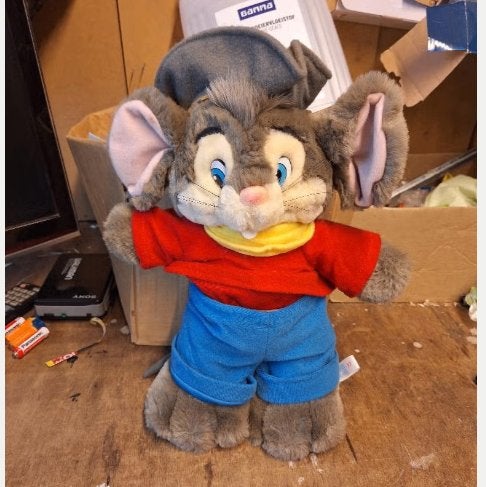 Vintage grote knuffel Disney Fievel American Tail jaren 80, Ophalen of Verzenden, Gebruikt, Overige typen