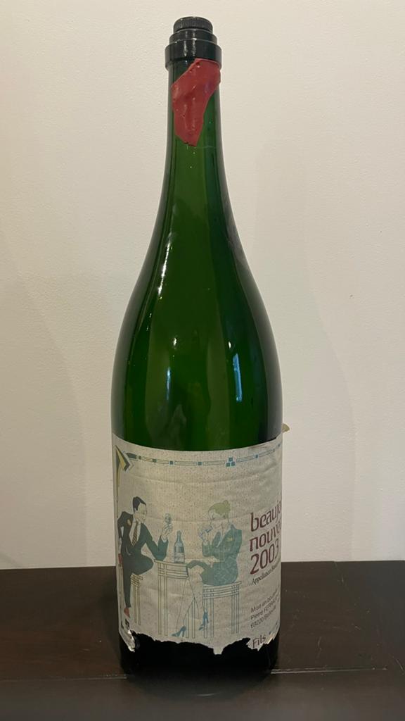 Grote fles Beaujolais Nouveau 2003 - Geopende 3 liter Fles, Verzamelen, Ophalen, Zo goed als nieuw, Frankrijk