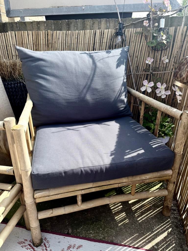 Mooie stevige bamboe loungestoel, Tuin en Terras, Tuinstoelen, Ophalen, Zo goed als nieuw, Overige materialen