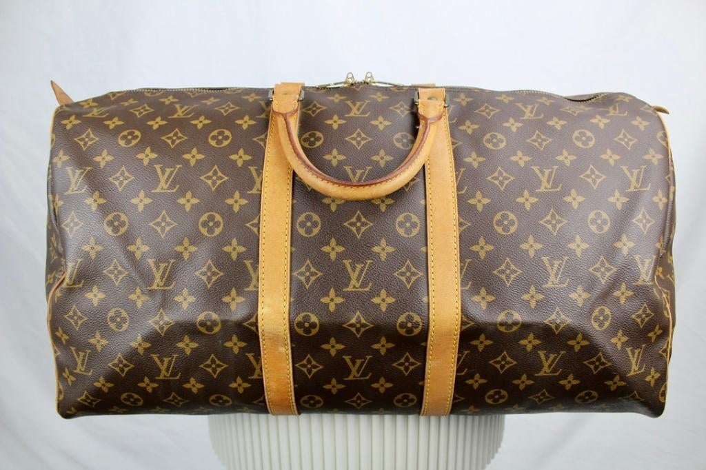 Louis Vuitton Keepall 55 - 1102, 40 tot 60 cm, 30 cm of meer, Gebruikt, Bruin
