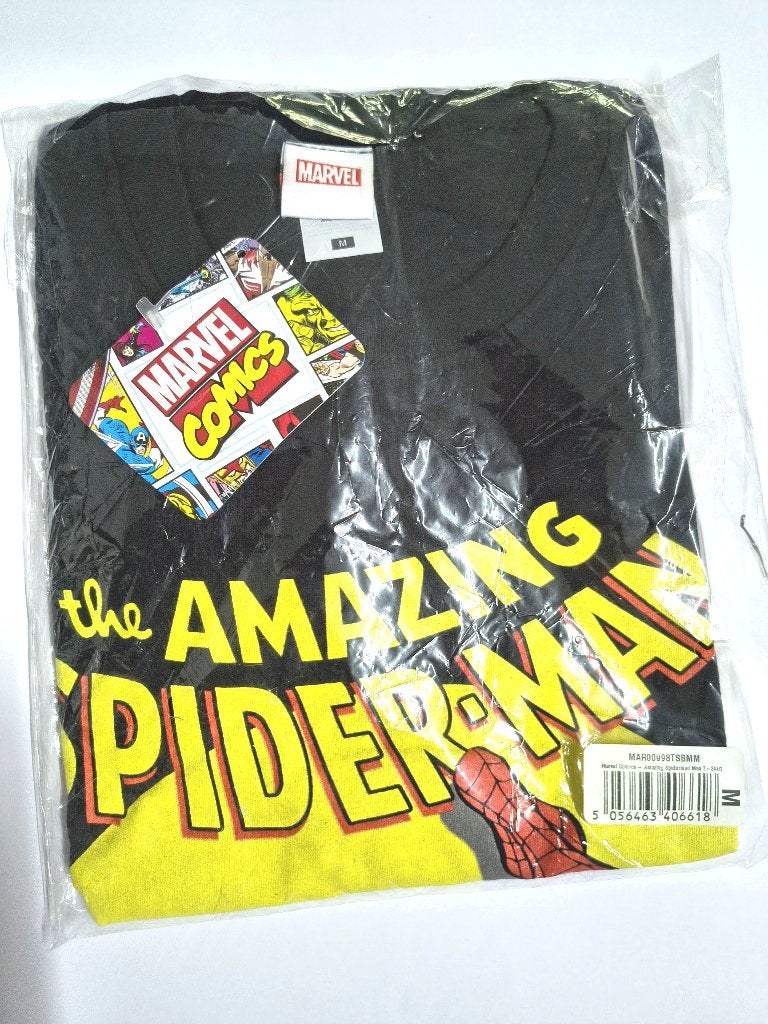 T-Shirt The Amazing Spider-Man Classic Comic Book Zwart M, 11 St Georges Way  ⠀ ⠀LE1 1SH ⠀LEICESTER  ⠀ ⠀Verenigd Koninkrijk, Maat 48/50 (M)