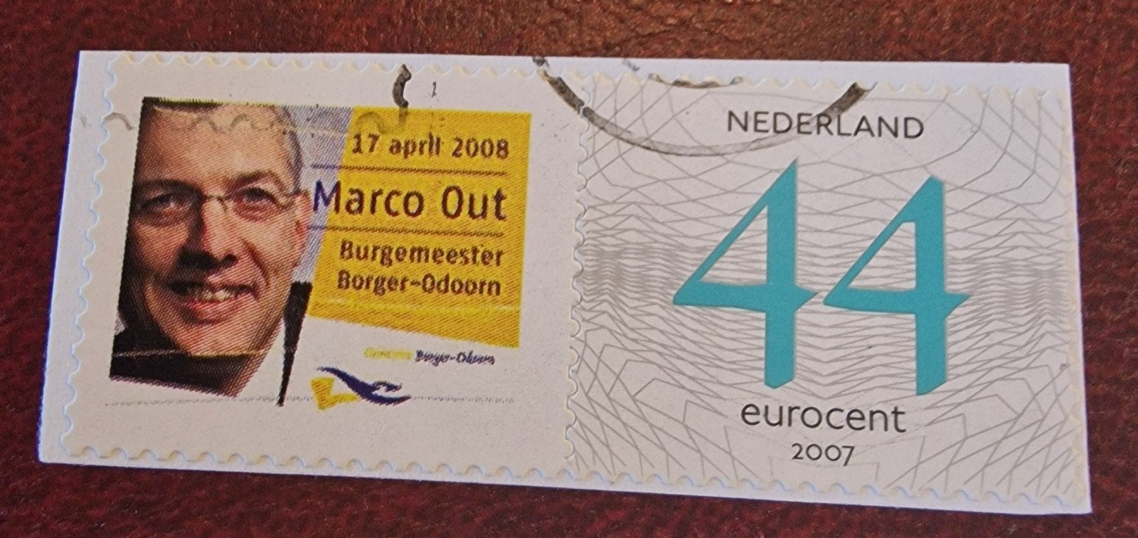 kv973 persoonlijke postzegel  44 eurocent Marco Out 2008, Ophalen of Verzenden, Na 1940, Gestempeld