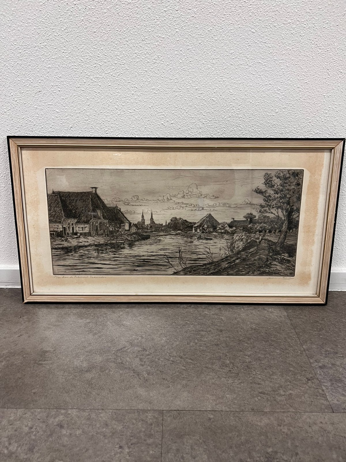 Johan Hemkes - Ets 70/100 - Trekvaart Franeker, Ophalen of Verzenden