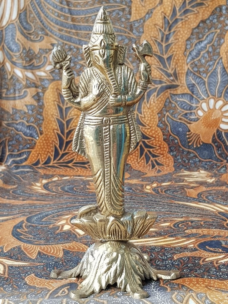 Oud vintage koper beeldje uit India van Ganesha 17,8 cm., Ophalen of Verzenden