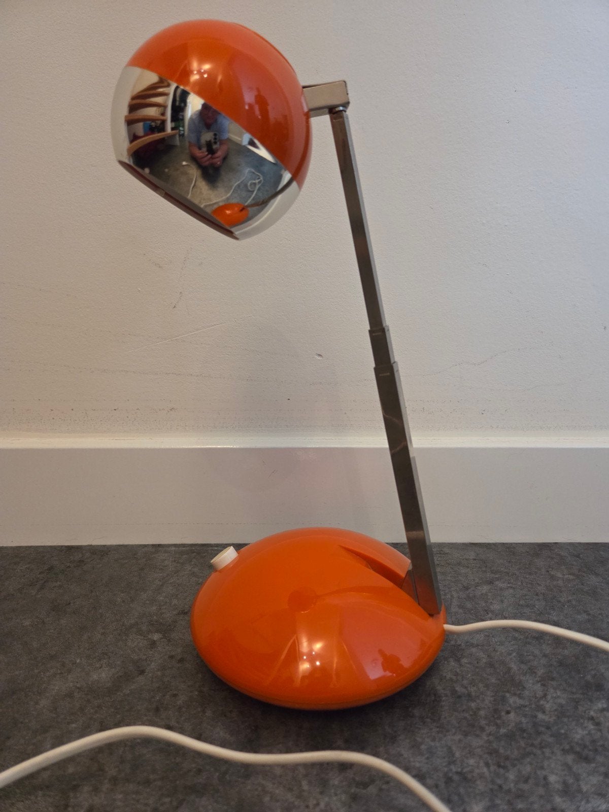 Vintage Eichhoff-Werke Tafellamp Oranje/Chroom, Ophalen of Verzenden