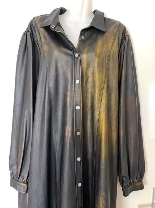 Norah lederlook jurk maat 46[v], Bruin, Maat 46/48 (XL) of groter, Nieuw, Ophalen of Verzenden