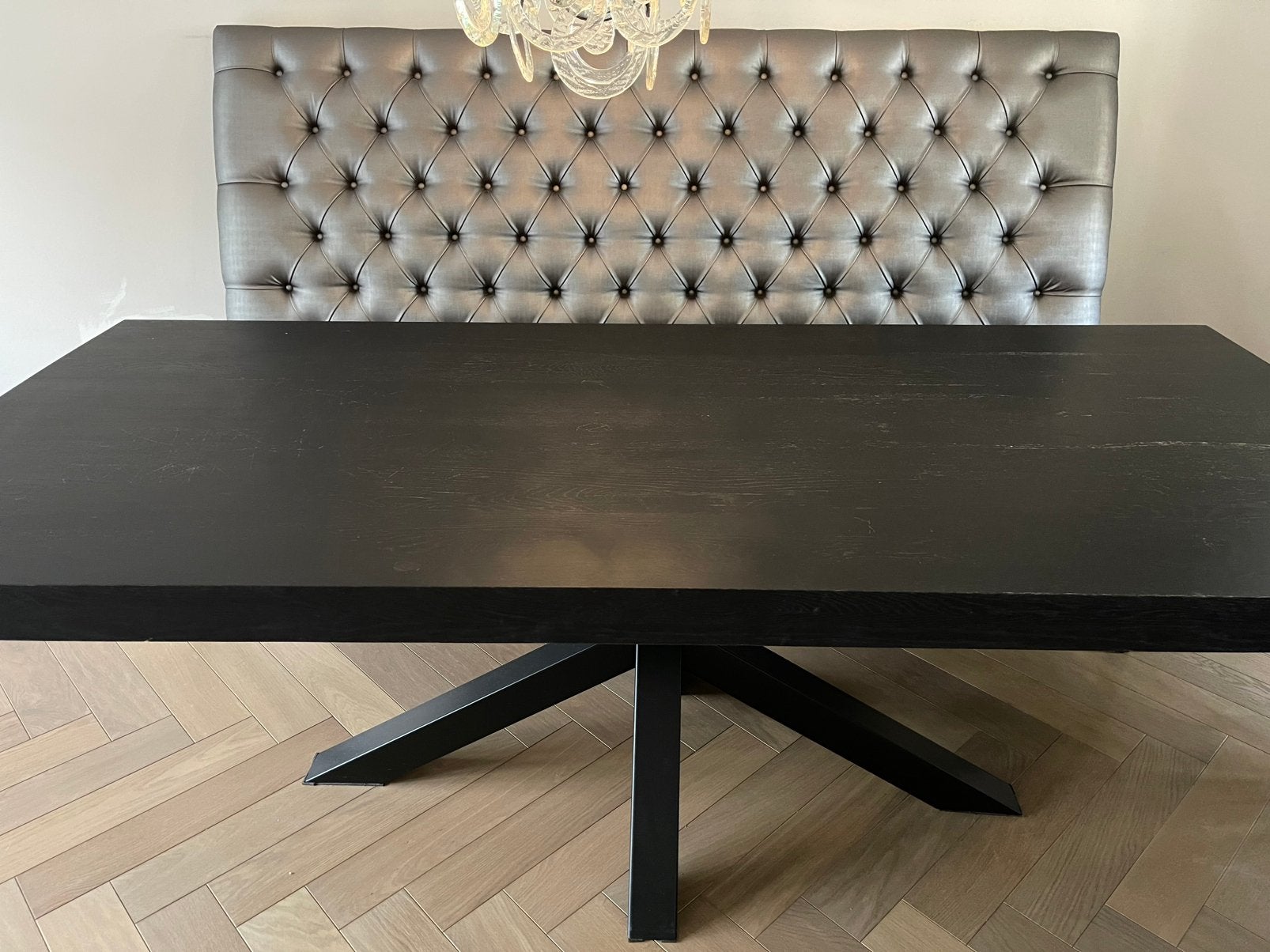 Zwarte eettafel, Ophalen, Gebruikt, 200 cm of meer, 50 tot 100 cm
