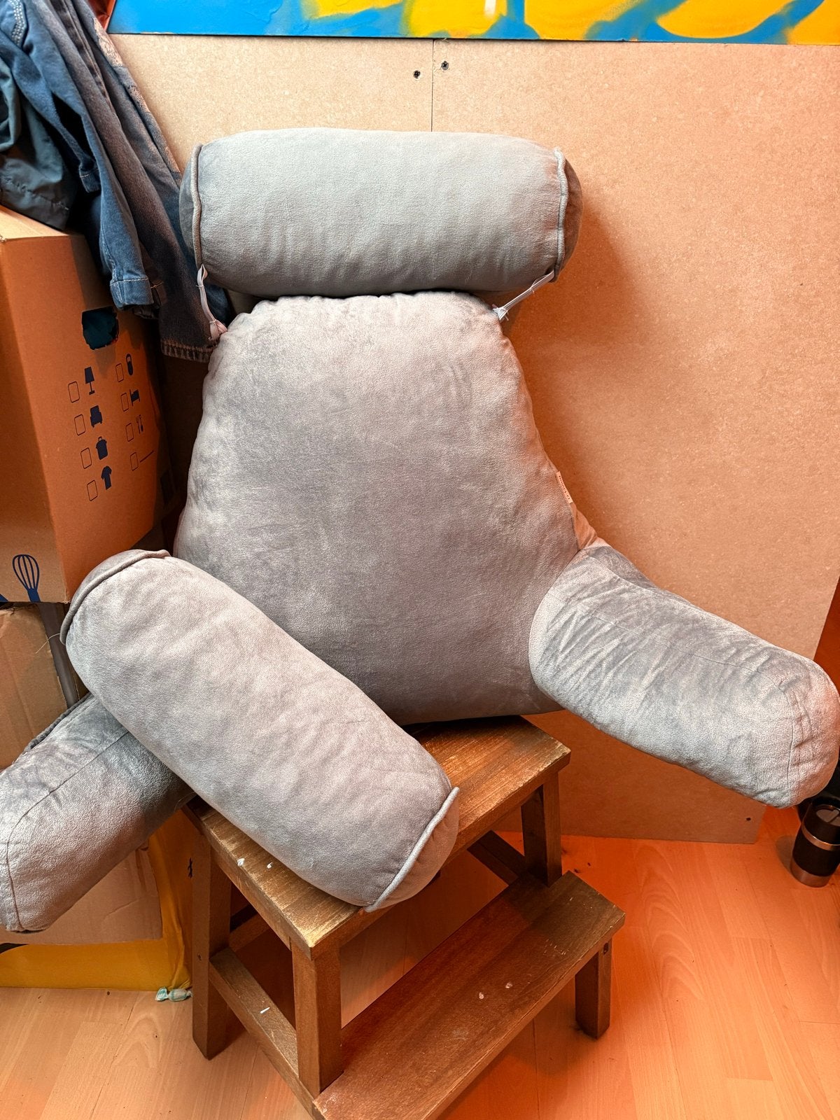 Q-Living Rugkussen Grijs - Comfortabel en Ondersteunend, Overige merken, Rugkussen, Ophalen of Verzenden, Zo goed als nieuw