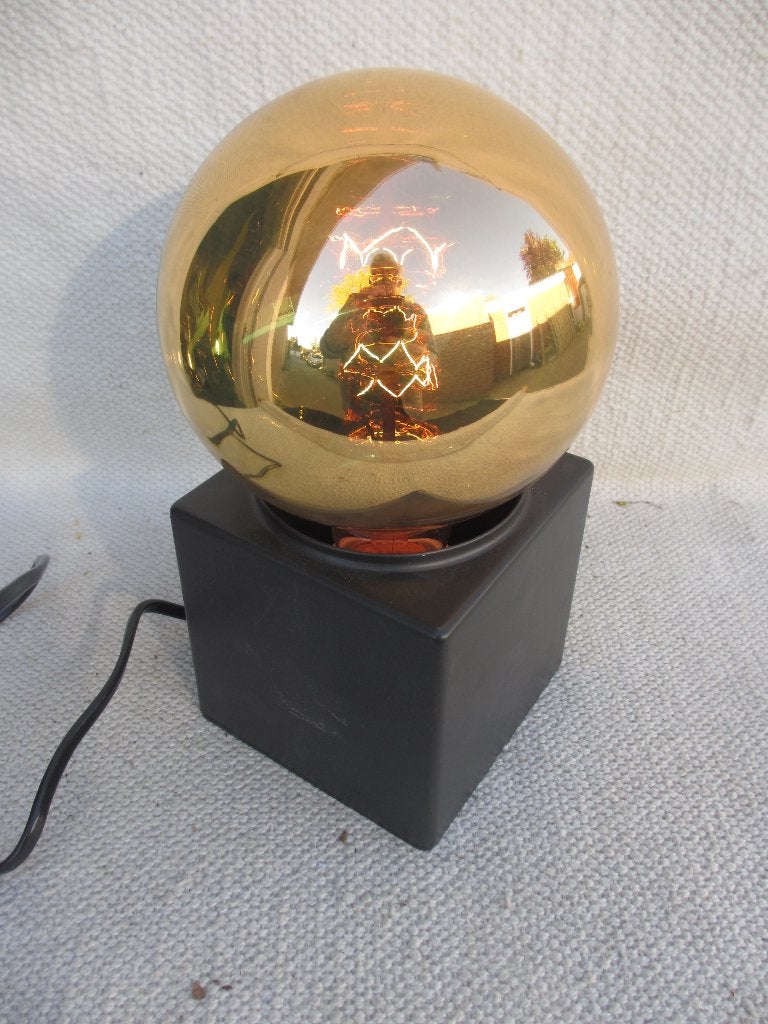 Philips kubuslamp met grote gloeilamp jaren '70, Gebruikt, Met schakelaar, Philips, Schemerlamp