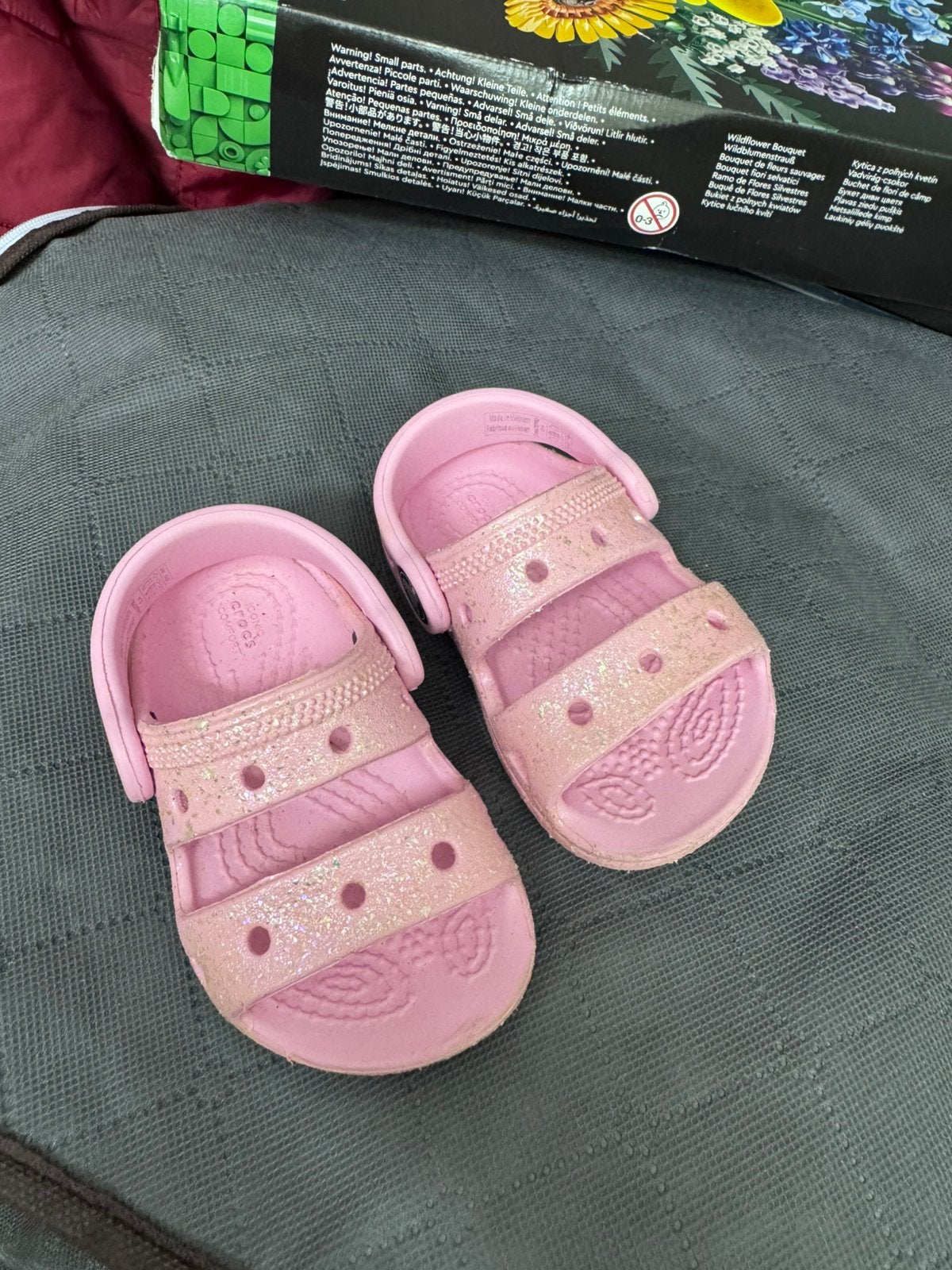 Roze glitter Crocs sandalen voor baby's maat 19/21, Ophalen of Verzenden, Gebruikt, Meisje, Schoentjes
