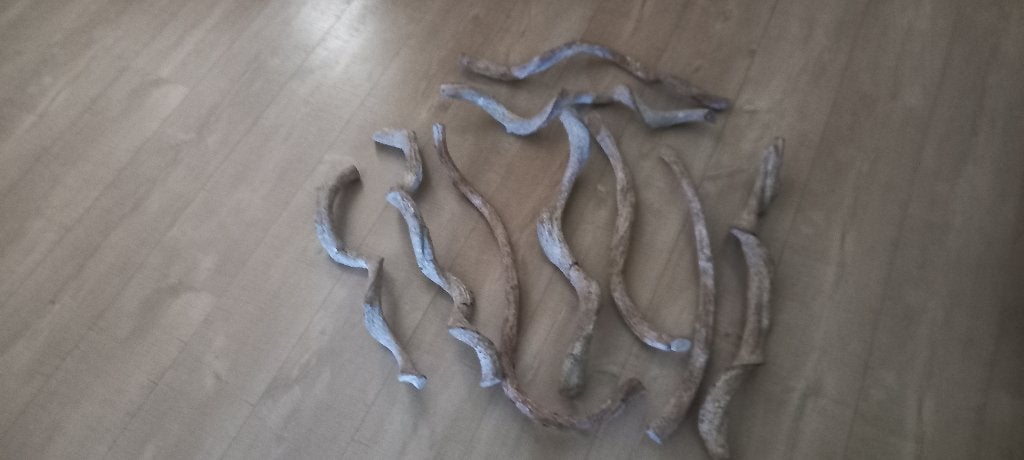 9 Houten lianen maat 62 a 67 cm lang., Ophalen of Verzenden, Gebruikt, Bruin