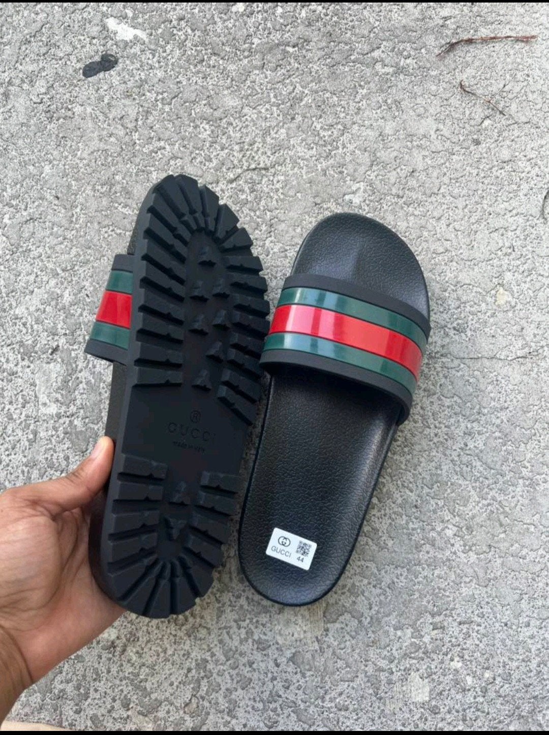 Gucci Platform Slippers - Zwart met Rood/Groen Detail, Slippers, Zwart, Nieuw, Ophalen of Verzenden