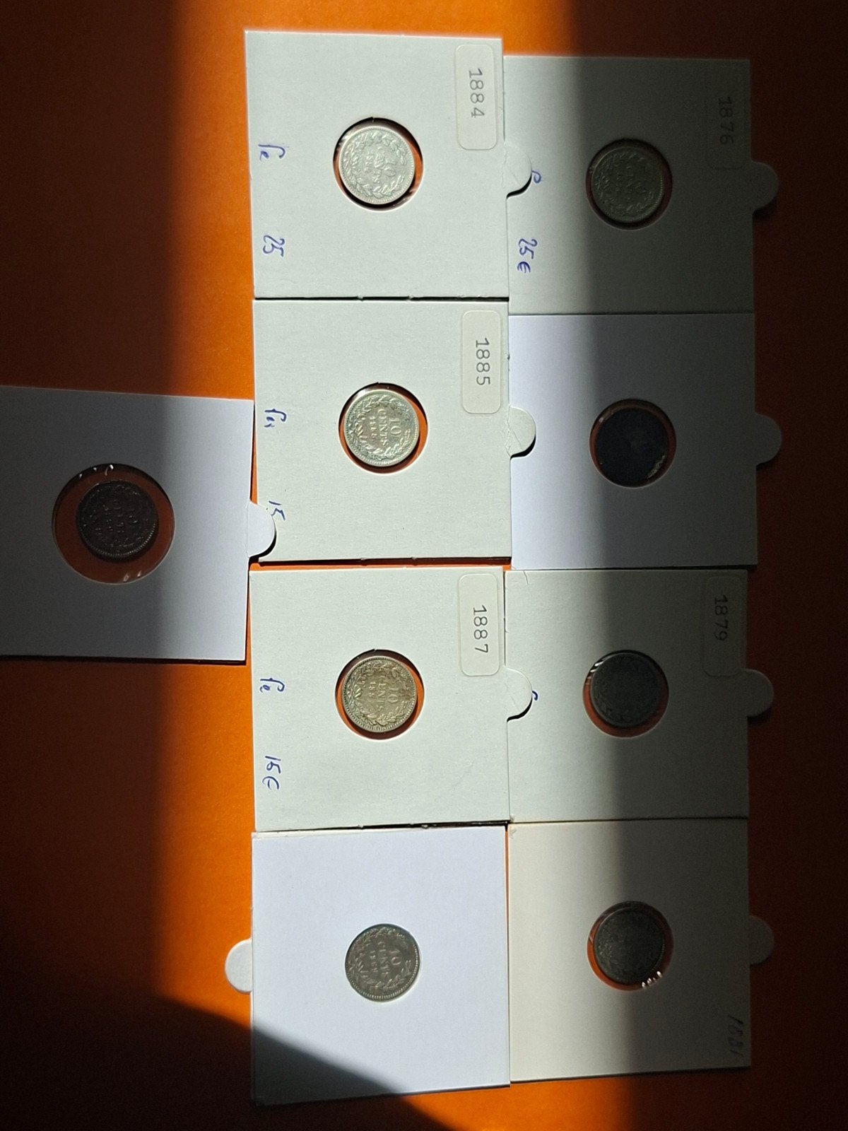 10 cent 1876 1878 1879 1881 1884 1885 1887 1889 1890, Postzegels en Munten, Munten | Nederland, Koning Willem III, Zilver, Ophalen of Verzenden