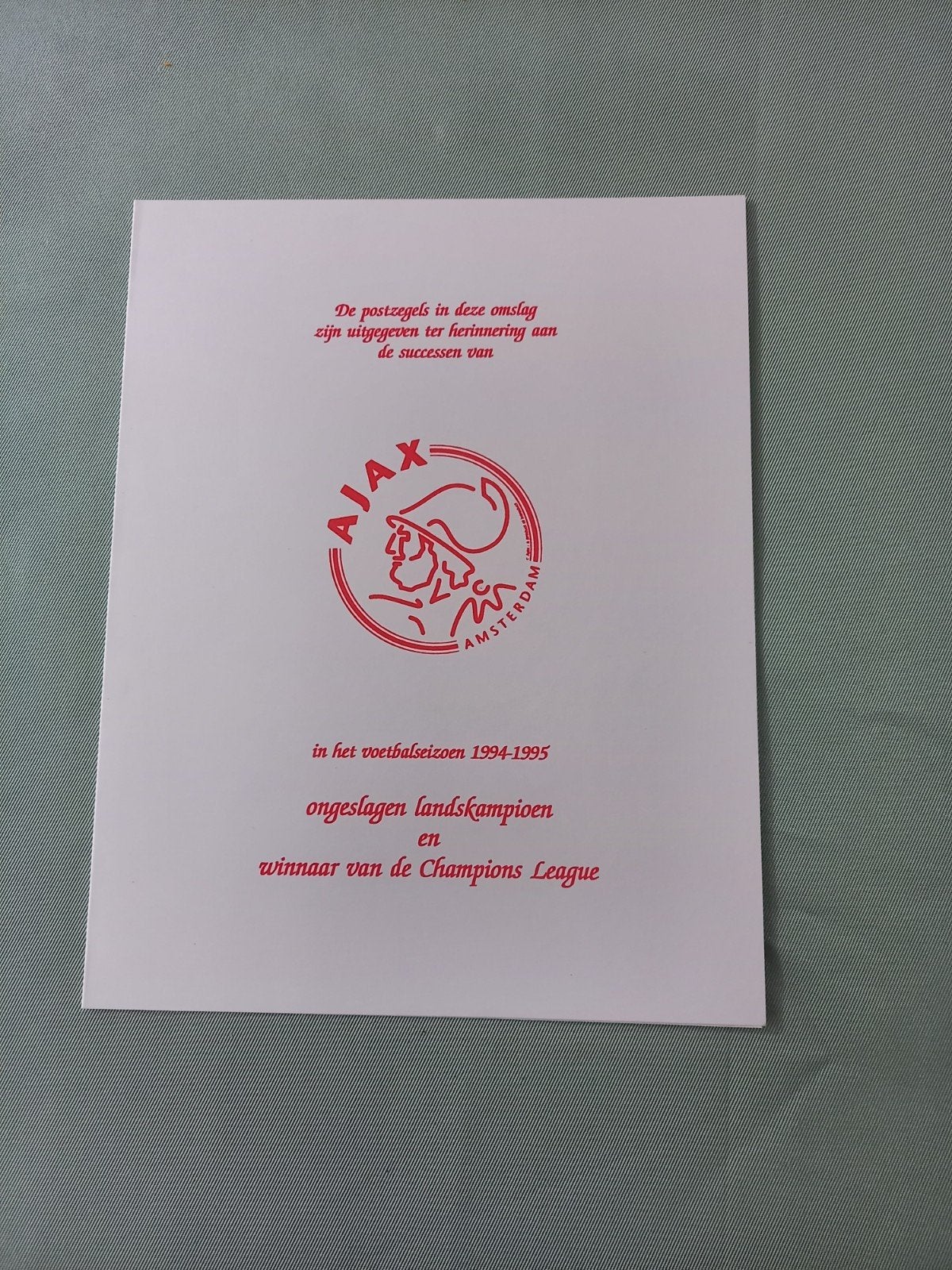 Ajax Kampioen 1994-1995 Postzegelvel, Ophalen of Verzenden, Zo goed als nieuw, Ajax, Overige typen