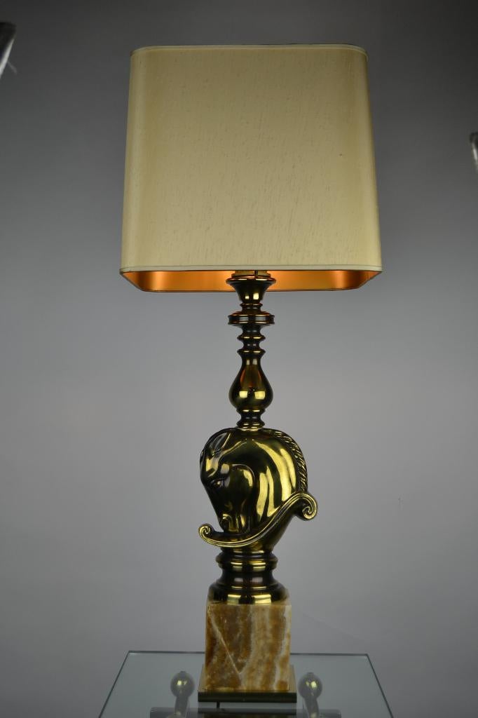 Vintage DeKnudt Tafellamp met Paardenhoofd, Antiek en Kunst, Antiek | Lampen, Ophalen