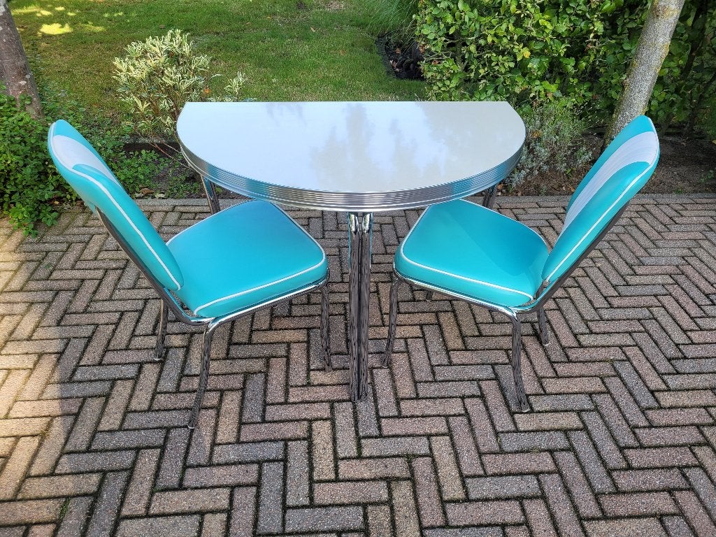 Bel Air 2 stoelen + muur diner tafel fifties sixties retro, Ophalen, Overige kleuren, Zo goed als nieuw, Vier