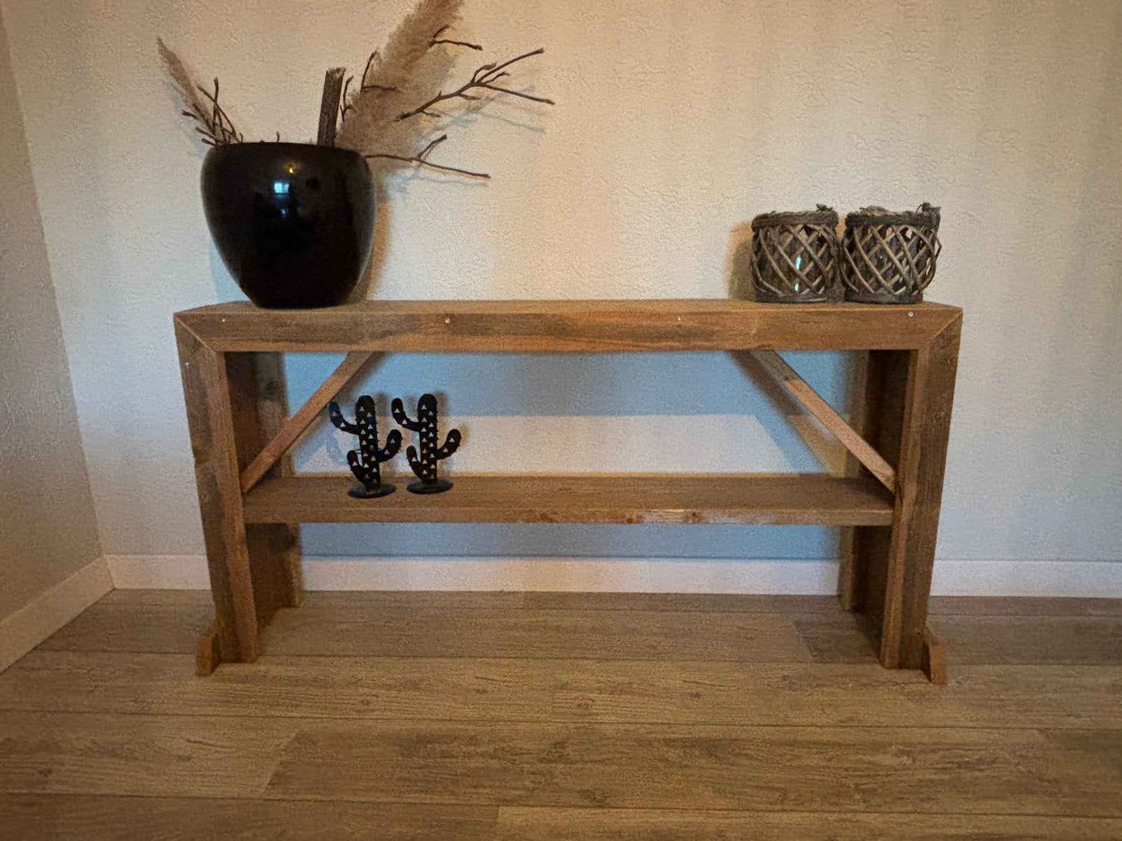 Steigerhouten sidetable incl. accessoires, Ophalen, 100 tot 150 cm, Zo goed als nieuw, Sober / industrieel