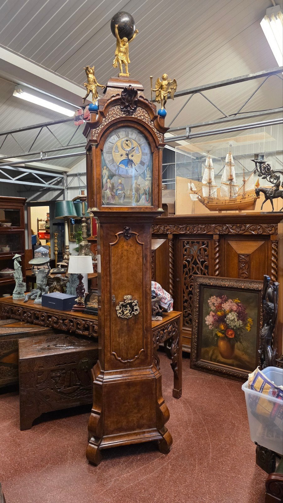 18e eeuw Amsterdams staand horloge Paulus Bramen 1715-1750, Ophalen