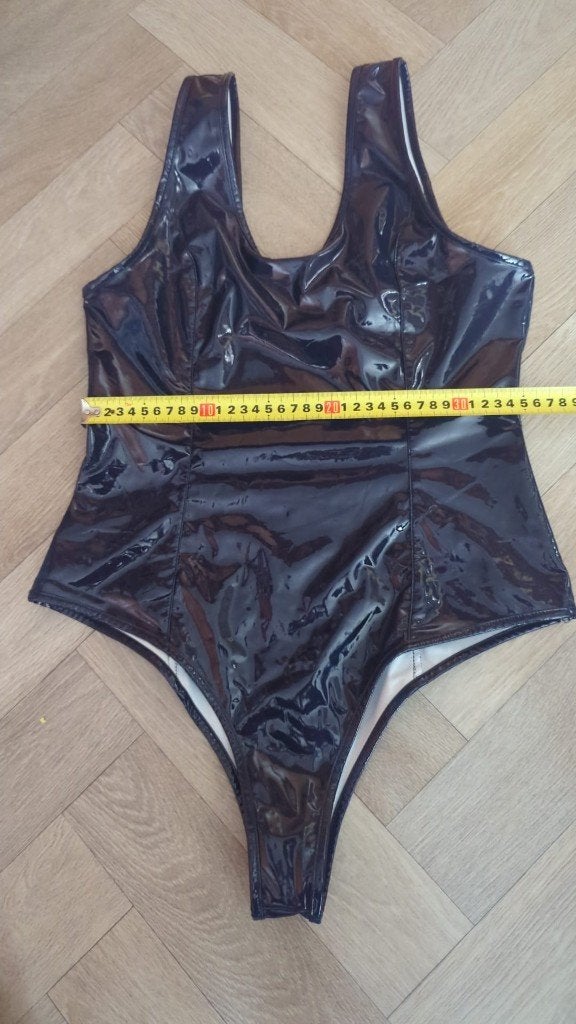 Latex achtig badpak blauw glimmend, Onbekend, Ophalen of Verzenden, Blauw, Body of Korset