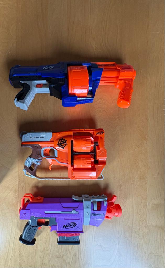 Nerf Blasters Set: Surgefire, Flipfury & Fortnite SMG-E, Ophalen of Verzenden, Zo goed als nieuw