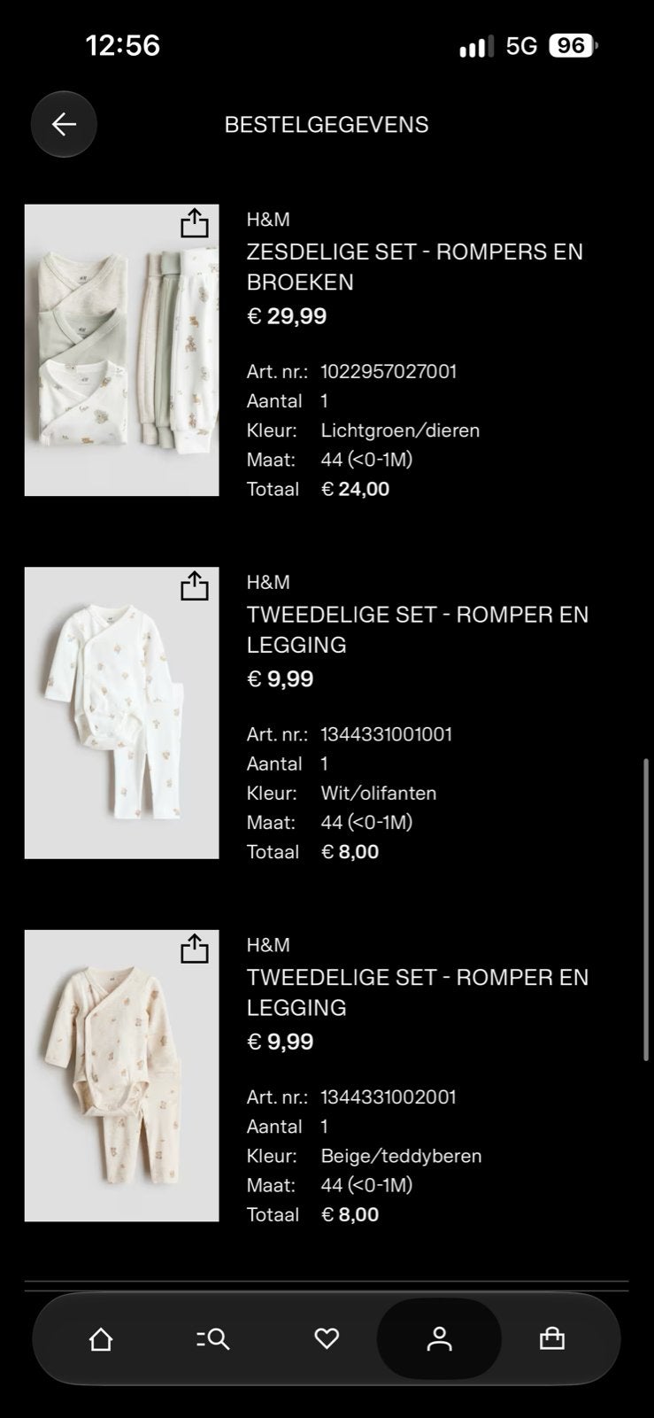 H&M Prematuur Kleding Set - maat 44, Ophalen of Verzenden, Zo goed als nieuw, Jongetje of Meisje, Setje