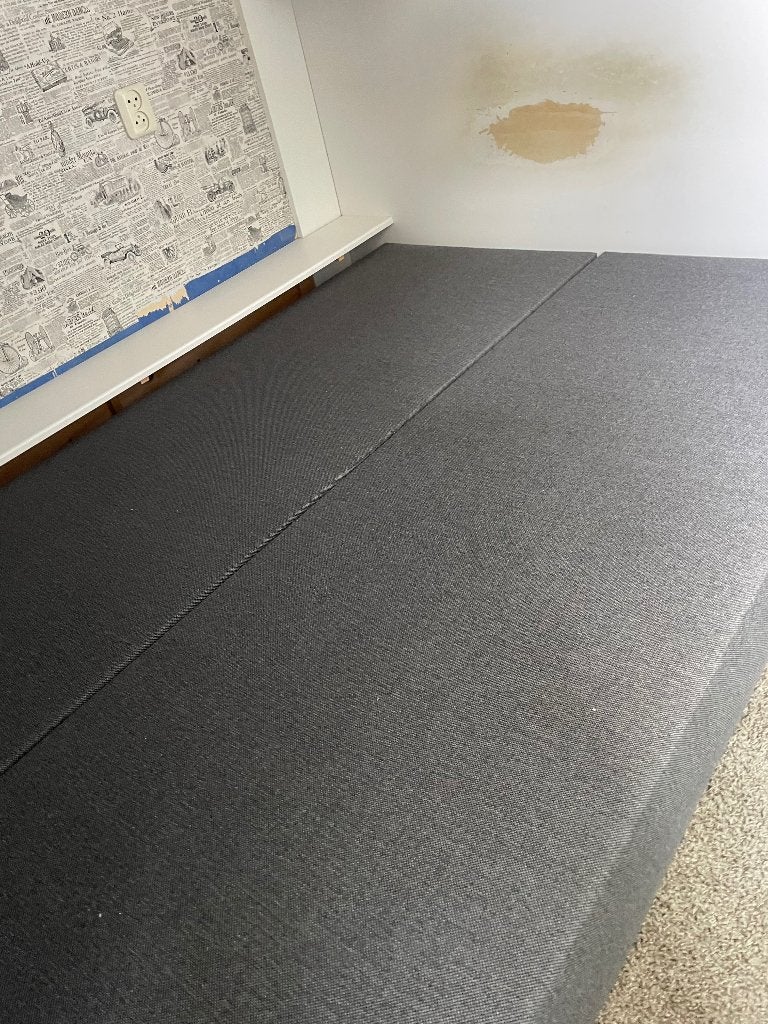 Boxspring grijs, Ophalen, 210 cm, Tweepersoons, Zo goed als nieuw