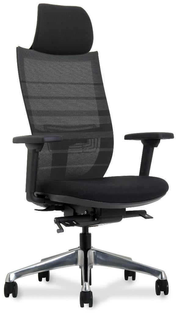 Ergo office premium bureaustoel netweave met hoofdsteun, VST, Zwart, Nieuw, Ophalen of Verzenden