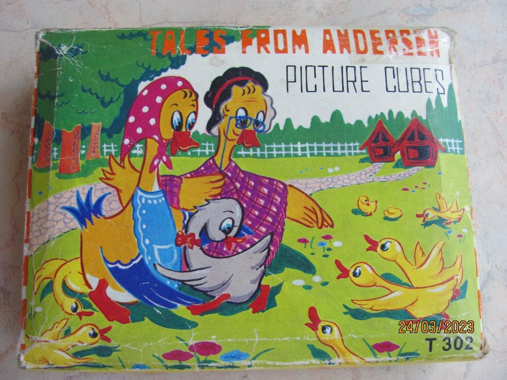 VINTAGE blok PUZZEL jaren 50 - 60 HET LELIJKE EENDJE 12 pcs, Ophalen of Verzenden
