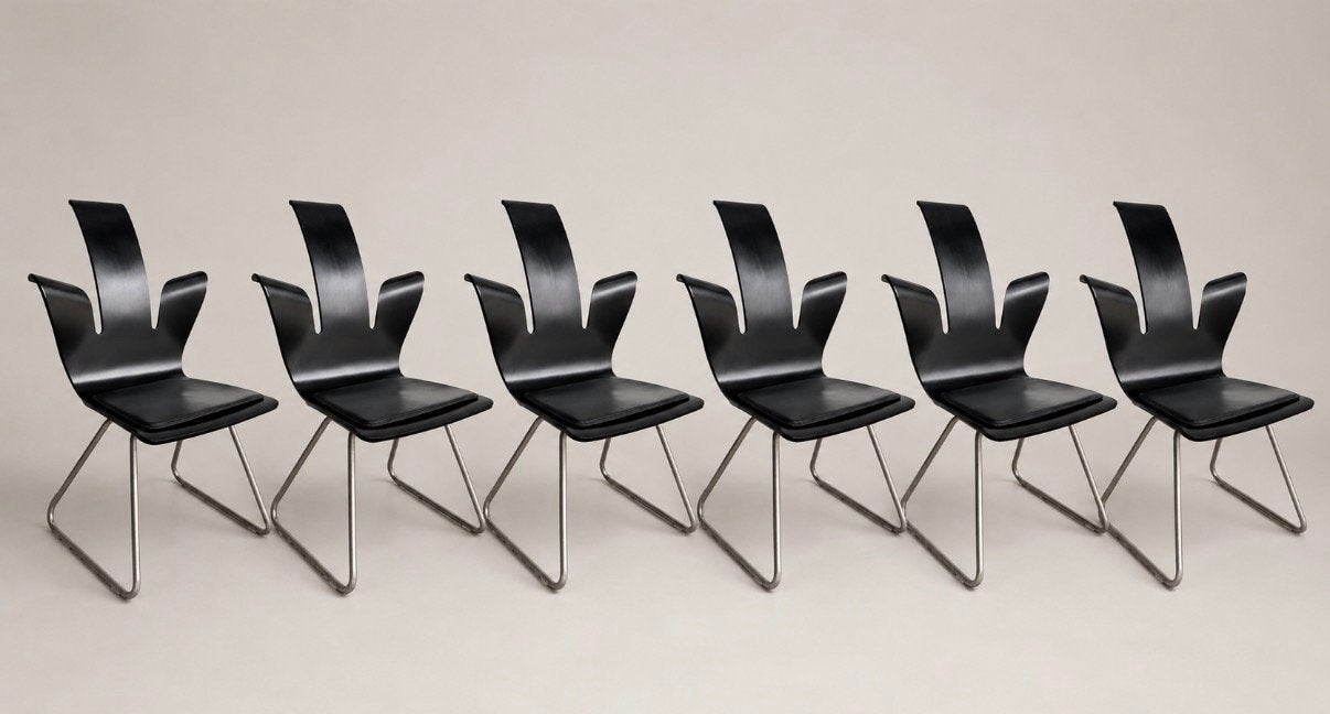 Set van 6 Variér Penguin Chairs – Peter Opsvik, Huis en Inrichting, Gebruikt, -, Zwart, -