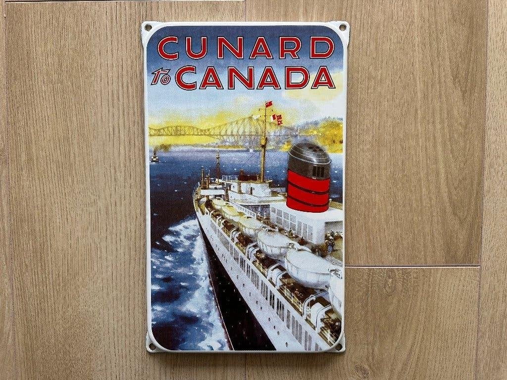 Emaille Reclame bord Cunard, Ophalen of Verzenden, Gebruikt, Reclamebord