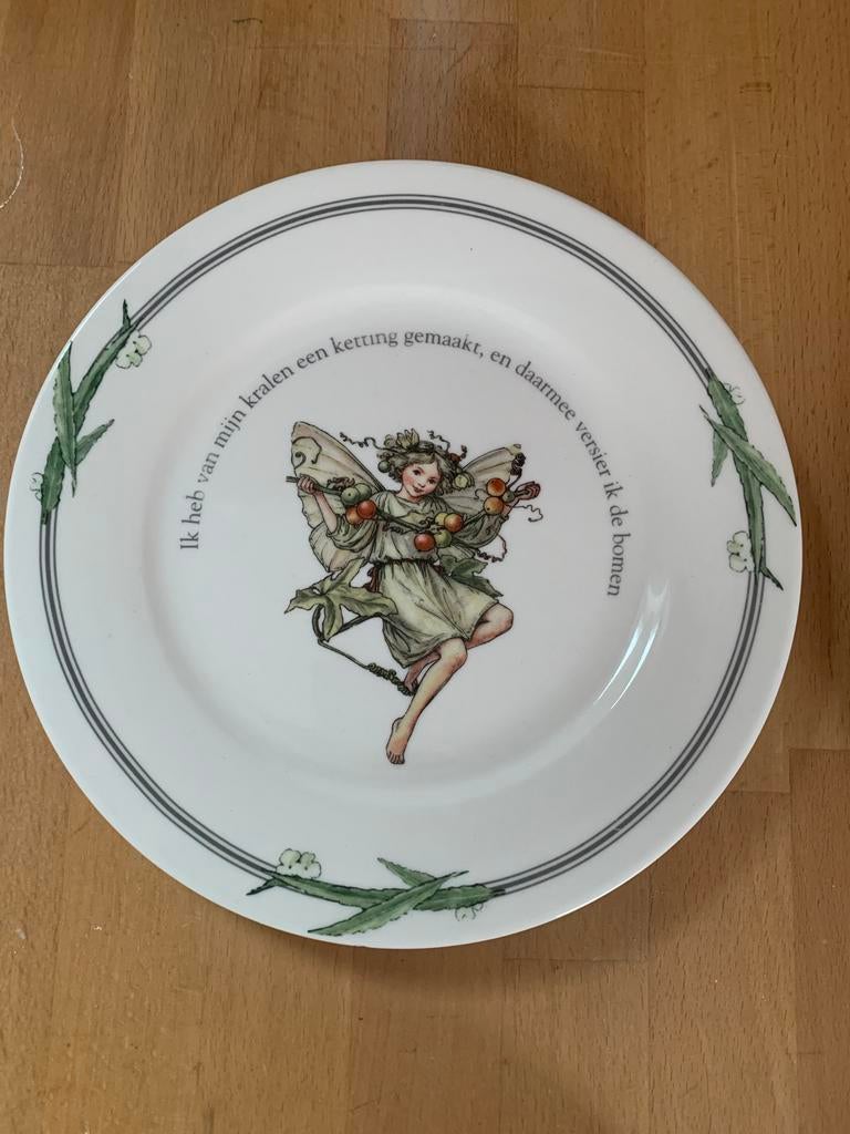 Decoratief bordje met elfje en tekst, Keramiek, Ophalen of Verzenden, Zo goed als nieuw, Bord(en)