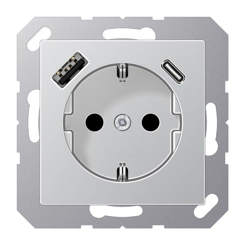 WCD RA 1-voudig inbouw + USB A & C A500 aluminium, Verzenden, Nieuw