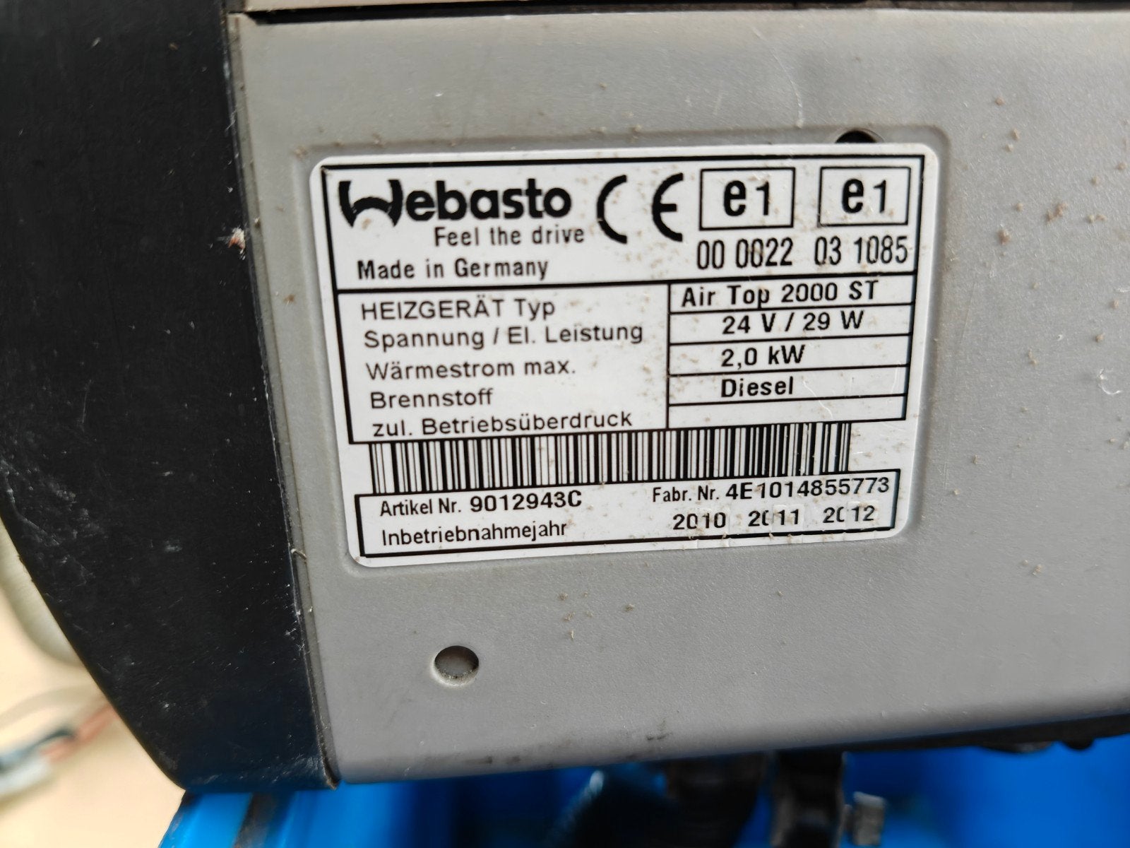 webasto Air top 2000 st, Ophalen, Gebruikt, Overige typen