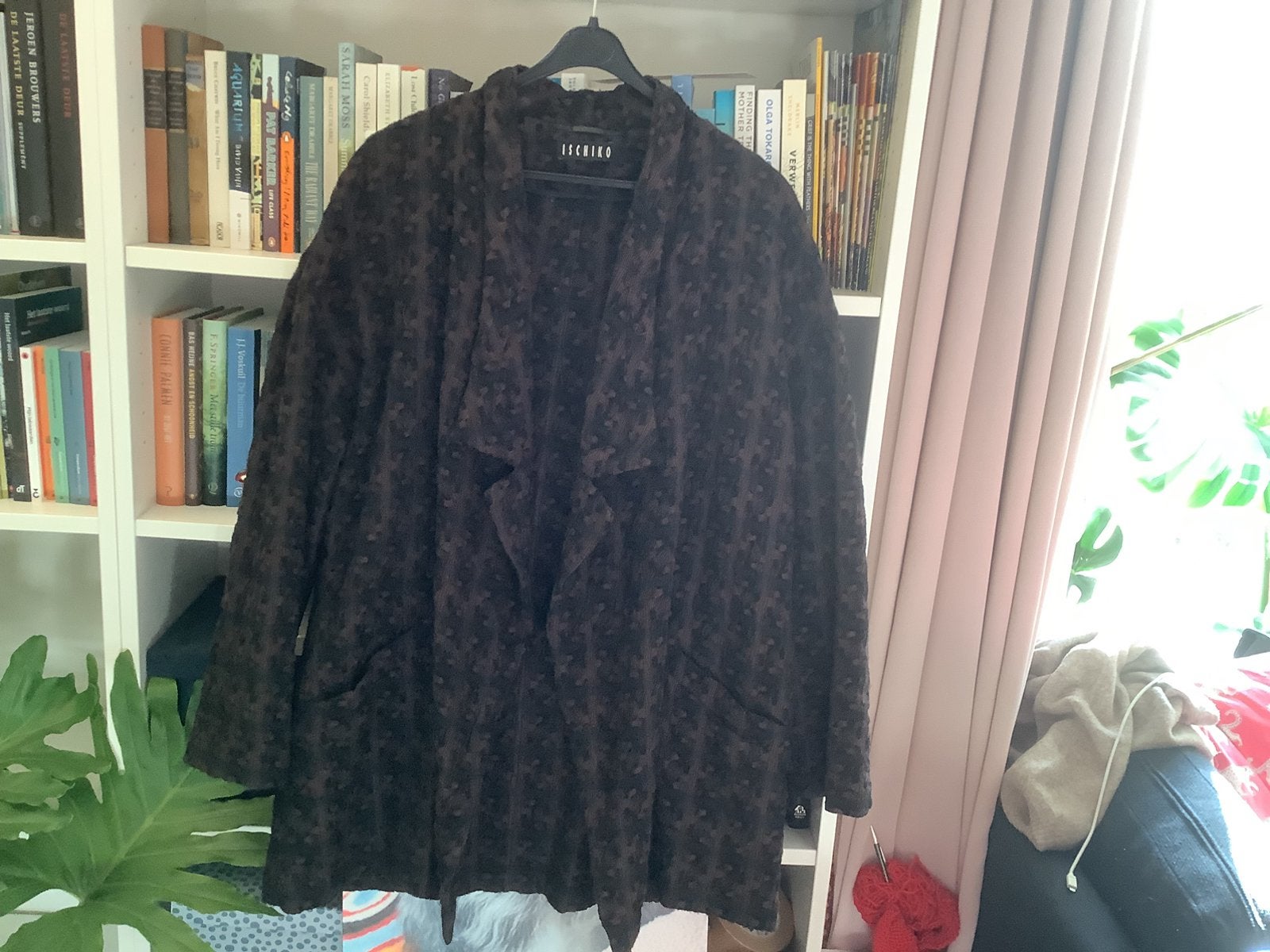 Oversized wollen jasje van ISCHIKO 38-46 in bruin/zwart, Maat 38/40 (M), Bruin, Ophalen of Verzenden, Zo goed als nieuw