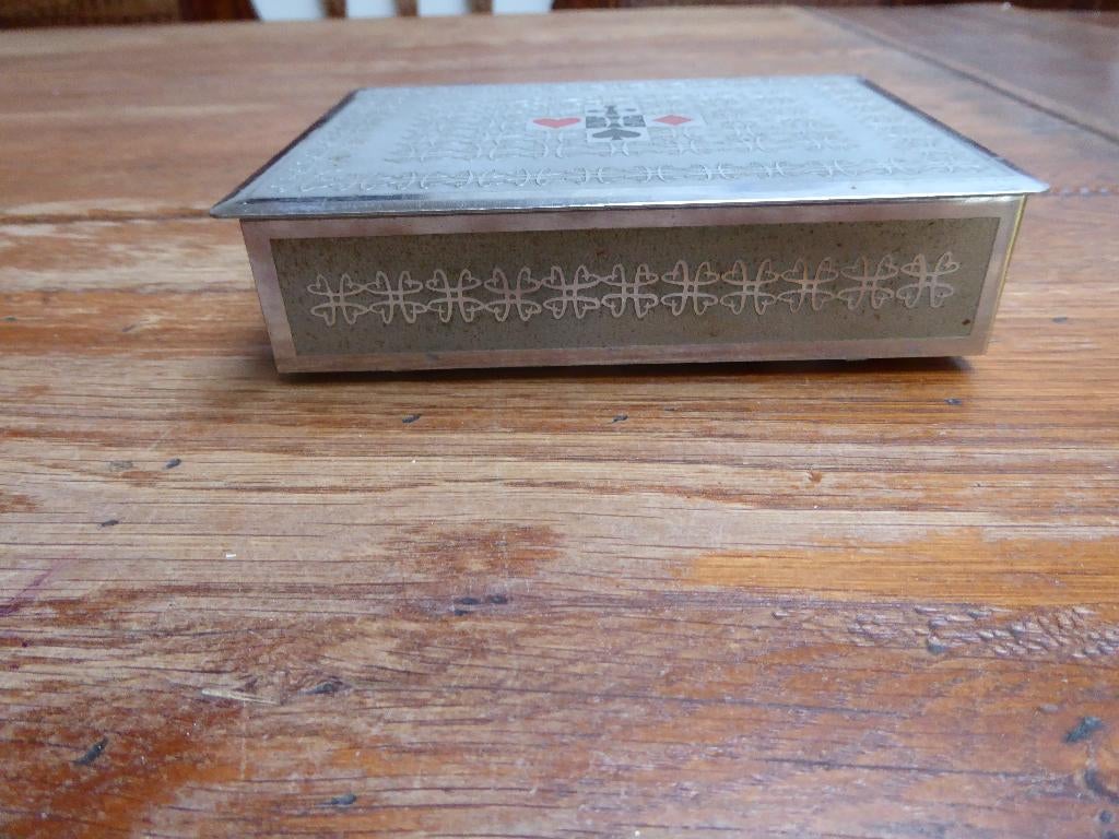 Vintage metalen doos (kaartendoos), Ophalen of Verzenden