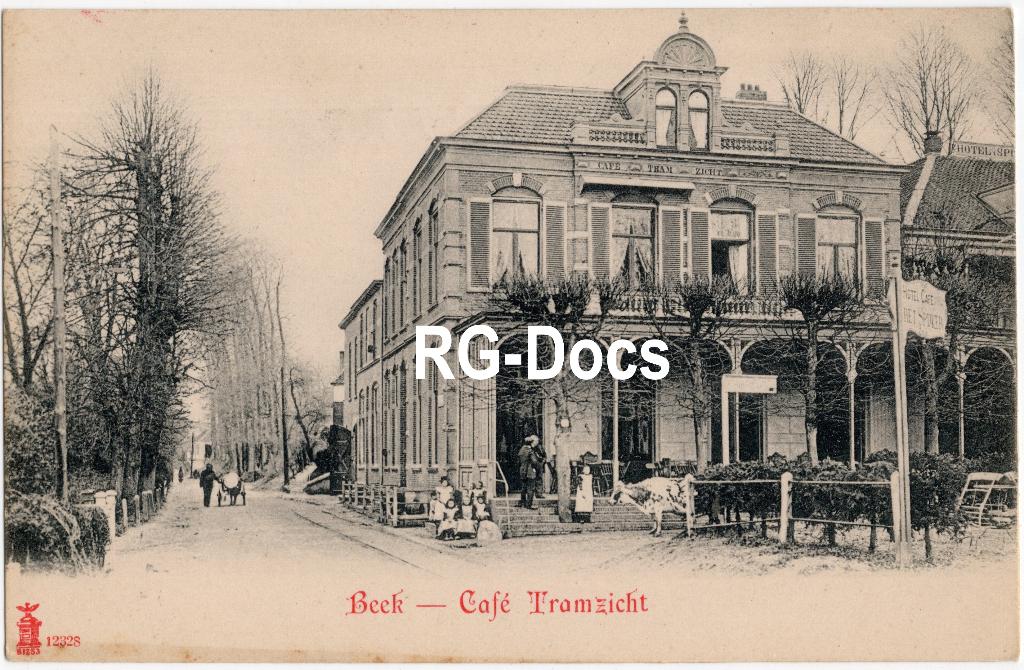 Ansichtkaart Briefkaart Café Tramzicht Beek Limburg ca. 1910, Ophalen of Verzenden, Voor 1920, Ongelopen, Limburg