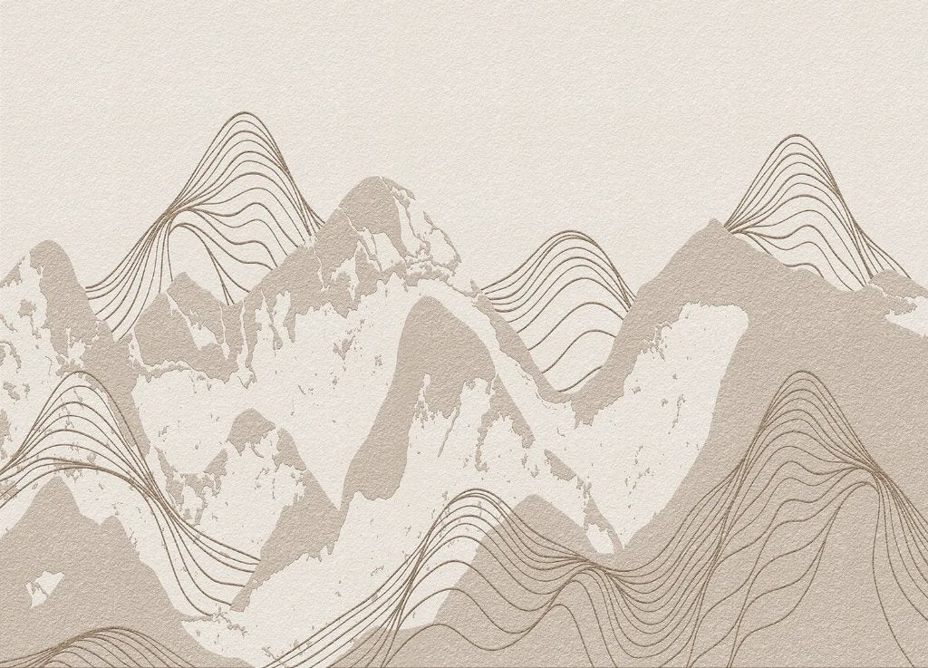 Mountain Landscape fotobehang - zand/beige vliesbehang, Verzenden, Fotobehang, Beige