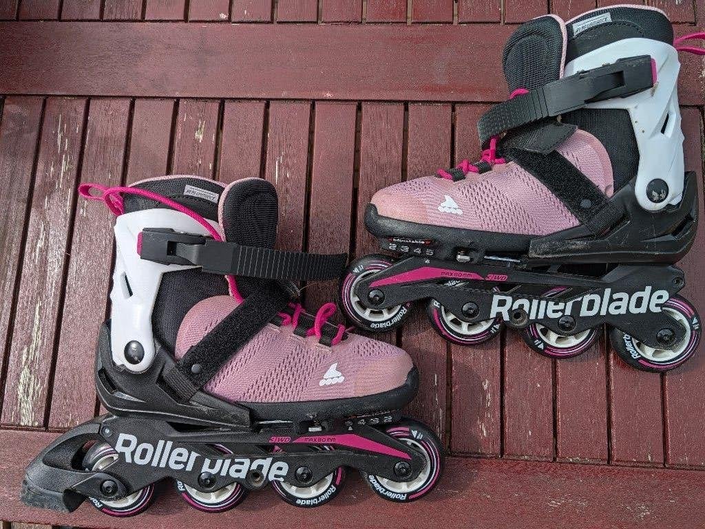 Rollerblade Microblade 3WD 33-36.5 roze verstelbaar, Overige merken, Kinderen, Ophalen of Verzenden, Inline skates 4 wielen