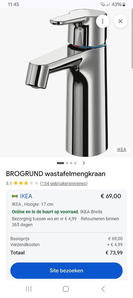 Kraan brogrund, Doe-het-zelf en Verbouw, Sanitair, Ophalen, Nieuw, Chroom, Wastafel