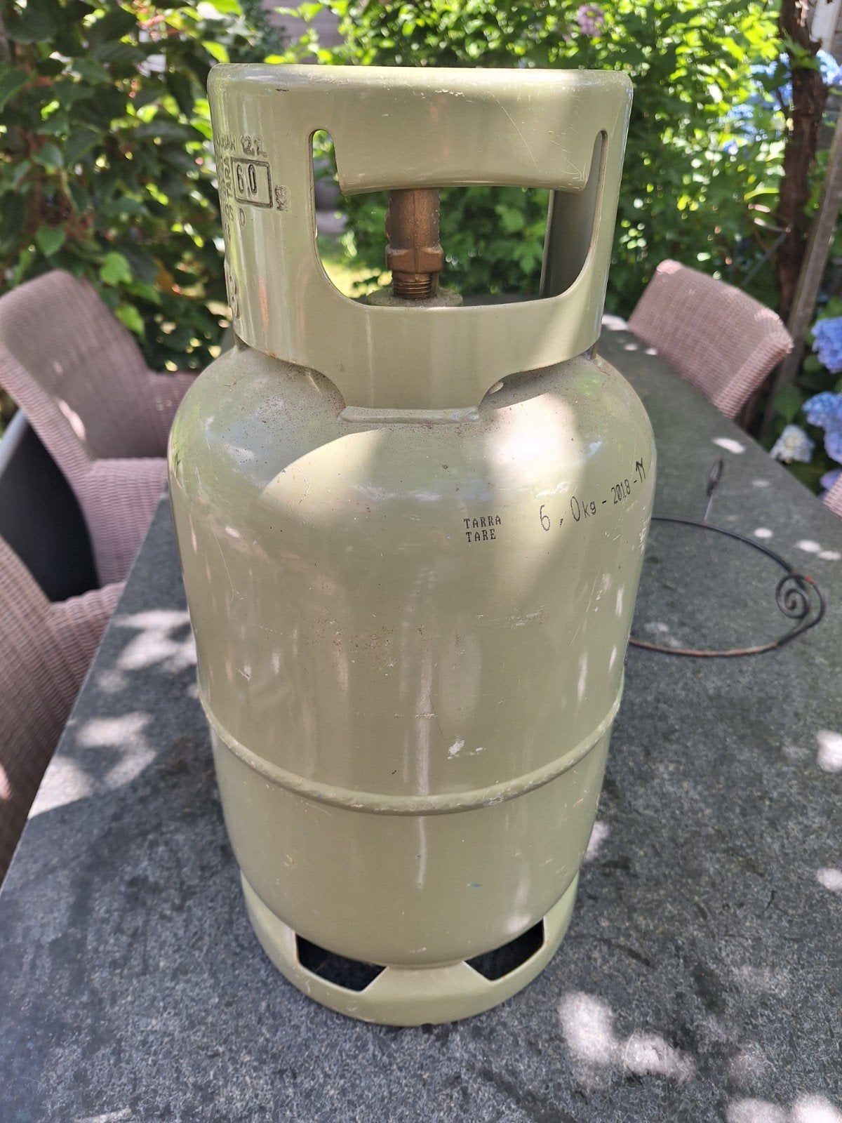 Stalen gasfles met 1,5 kg gas, Ophalen, Gebruikt