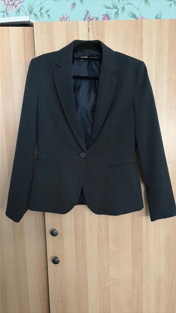 Zara Blazer donker blauw met Witte Stippen Maat 40, Maat 38/40 (M), Zwart, Ophalen of Verzenden, Zo goed als nieuw