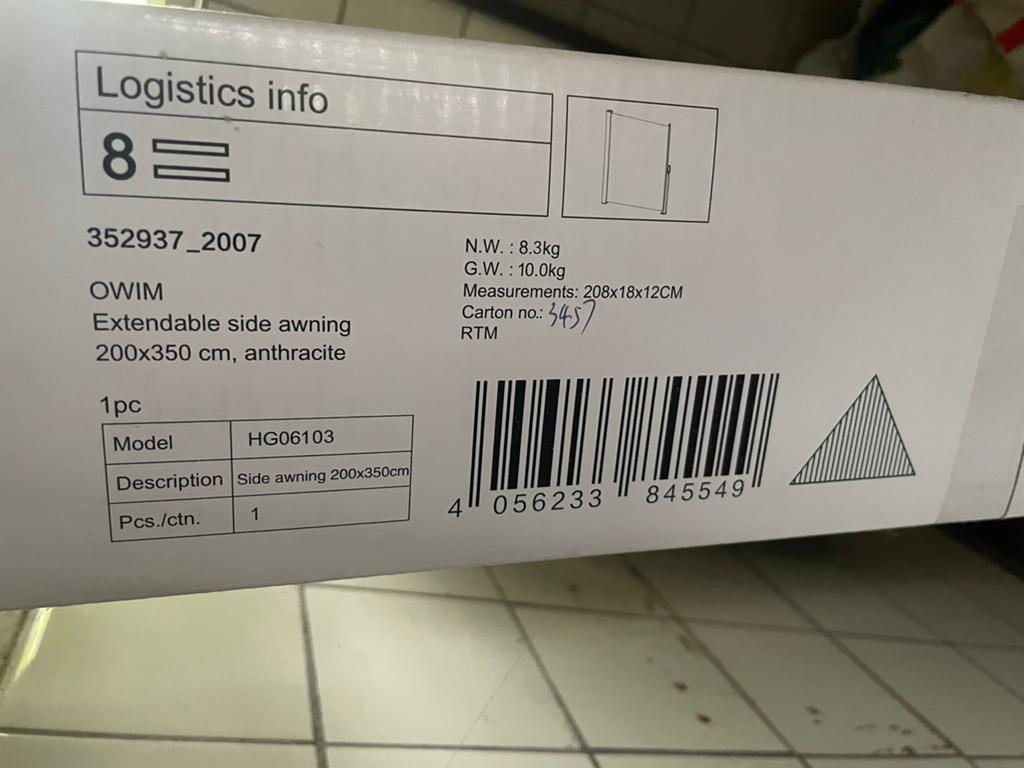 Nieuwe windschermen 200 x 350 zwart van de Lidl, Tuin en Terras, Ophalen
