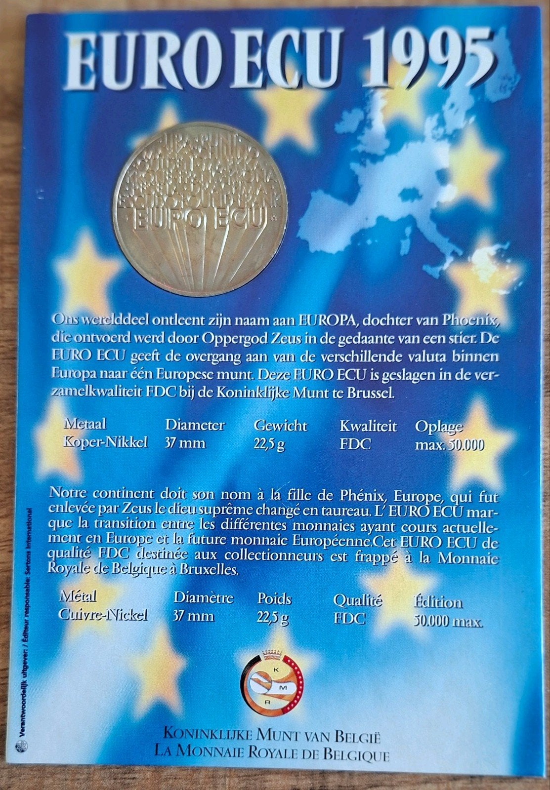 Euro Ecu 1995 Koper-Nikkel Munt - Koninklijke Munt België, Ophalen of Verzenden, Metaal, Losse munt