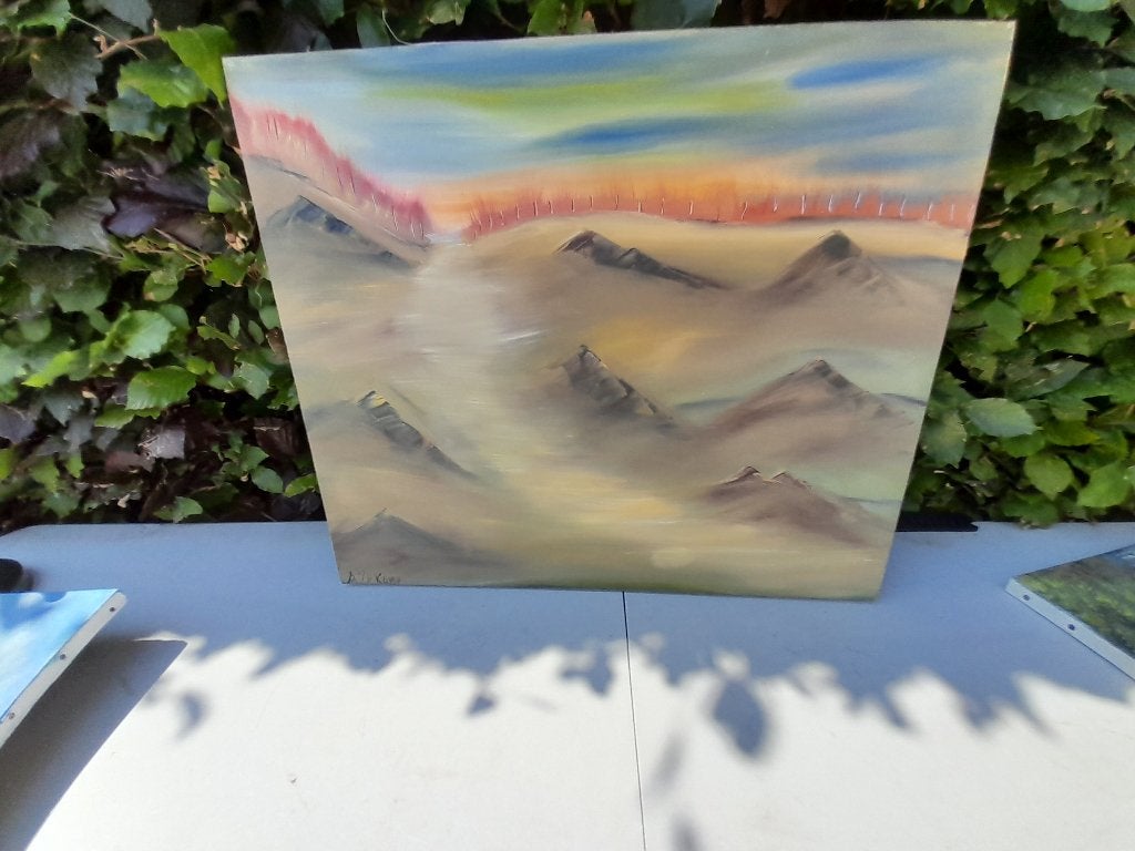 mooi handgeschilderde schilderij met zee en duinen a v/d kam, Ophalen of Verzenden, Gebruikt, Schilderij