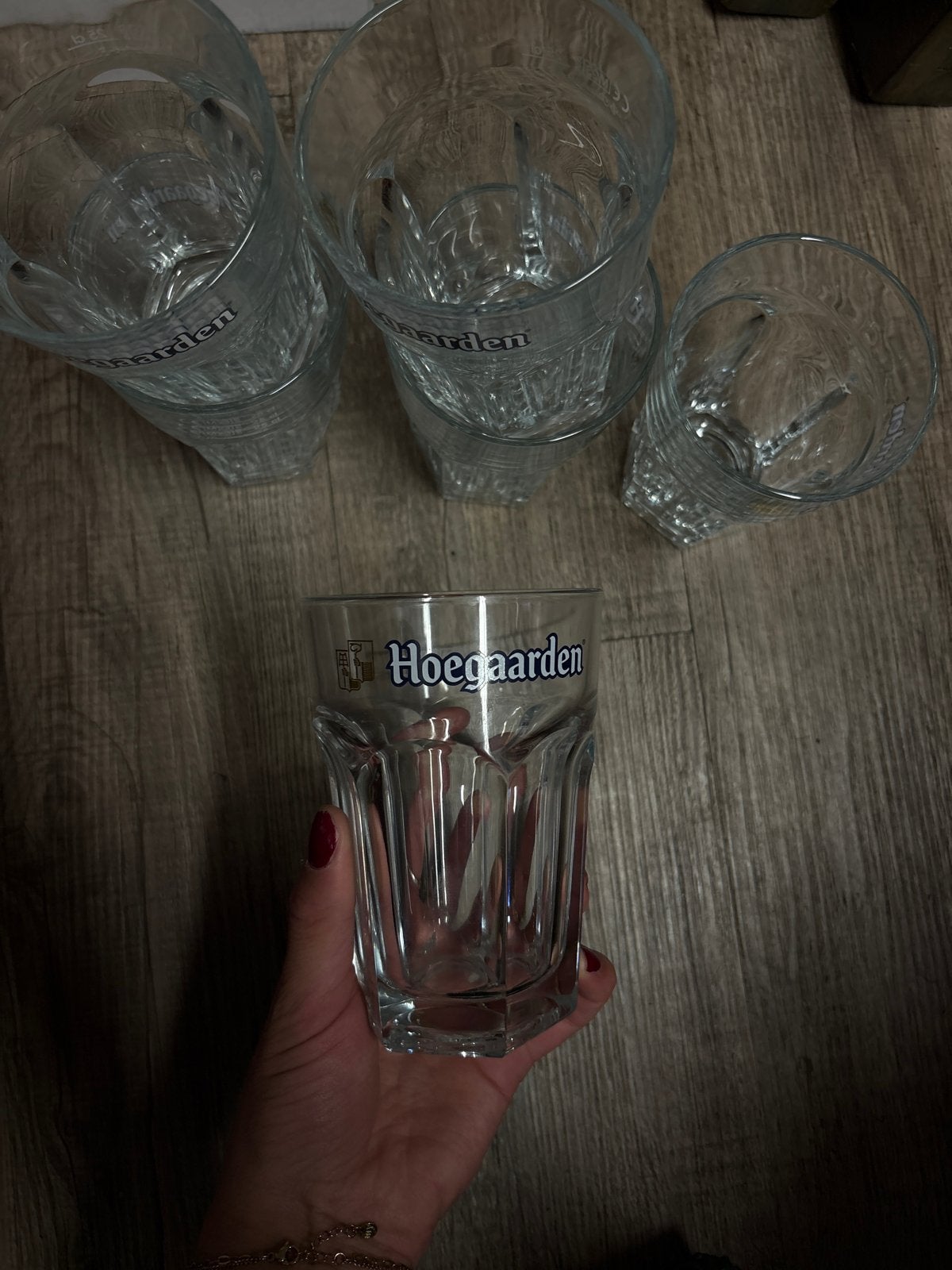 6 Hoegaarden glazen 250 ml, Ophalen of Verzenden, Zo goed als nieuw, Bierglas